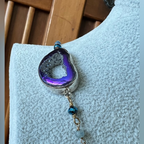 Amy Kahn Russel AKR necklace.Titanium,Sterling,Quartz,
Agate,Drusy. Gift box ! - Picture 2 of 4